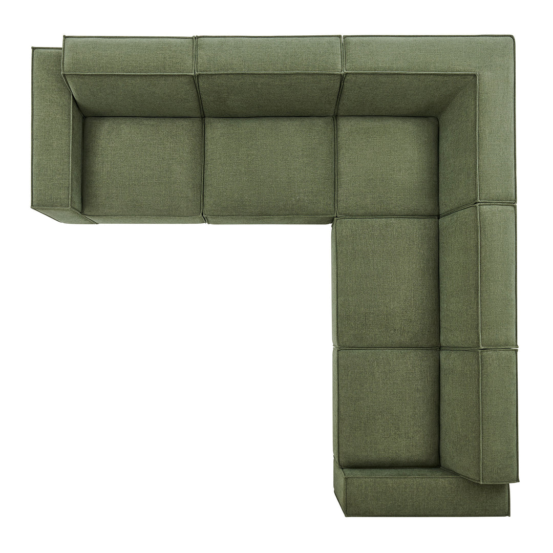 Restore 5-Piece Performance Fabric Upholstered Modular L-Shaped Sofa in Foliage