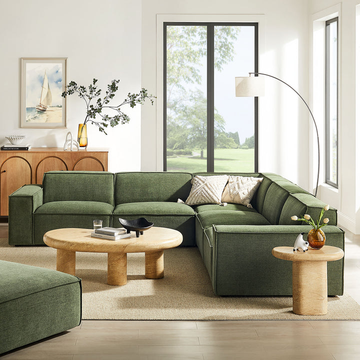 Restore 5-Piece Performance Fabric Upholstered Modular L-Shaped Sofa in Foliage
