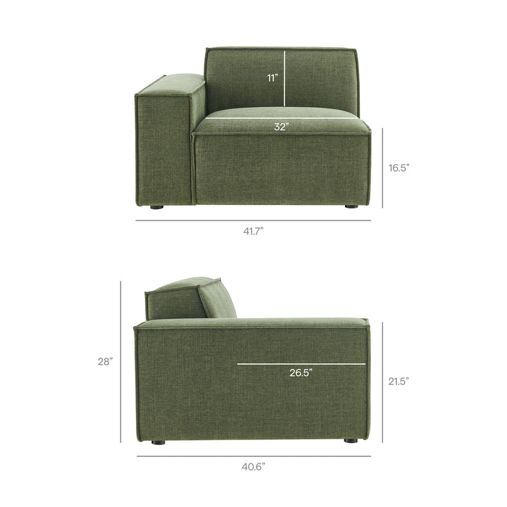 Restore 5-Piece Performance Fabric Upholstered Modular L-Shaped Sofa in Foliage