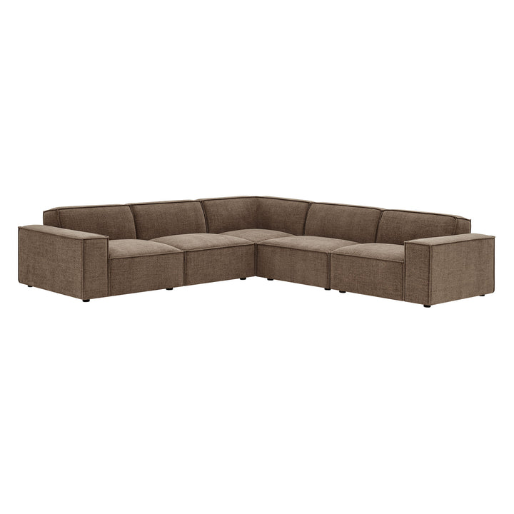 Restore 5-Piece Performance Fabric Upholstered Modular L-Shaped Sofa in Mocha