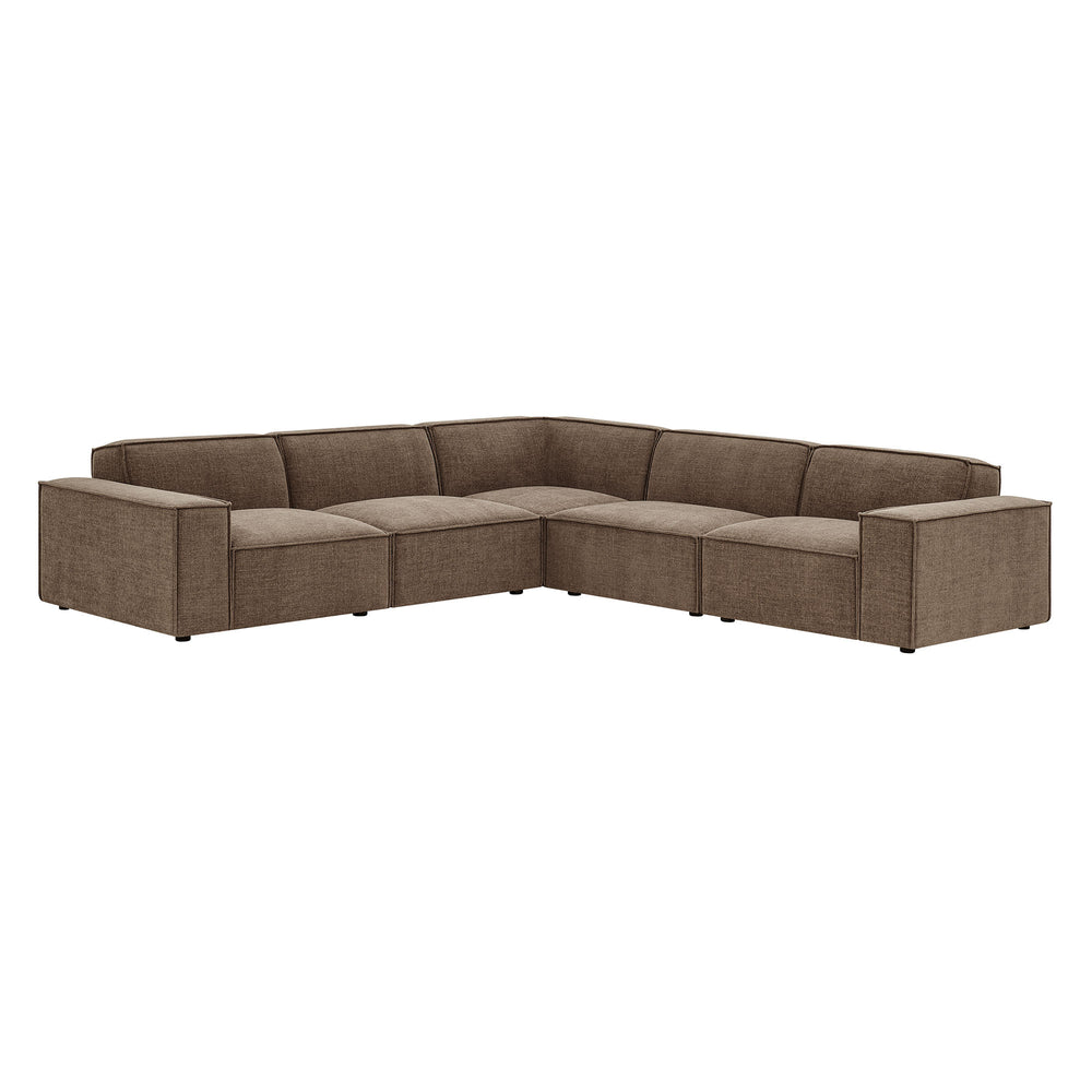 Restore 5-Piece Performance Fabric Upholstered Modular L-Shaped Sofa in Mocha