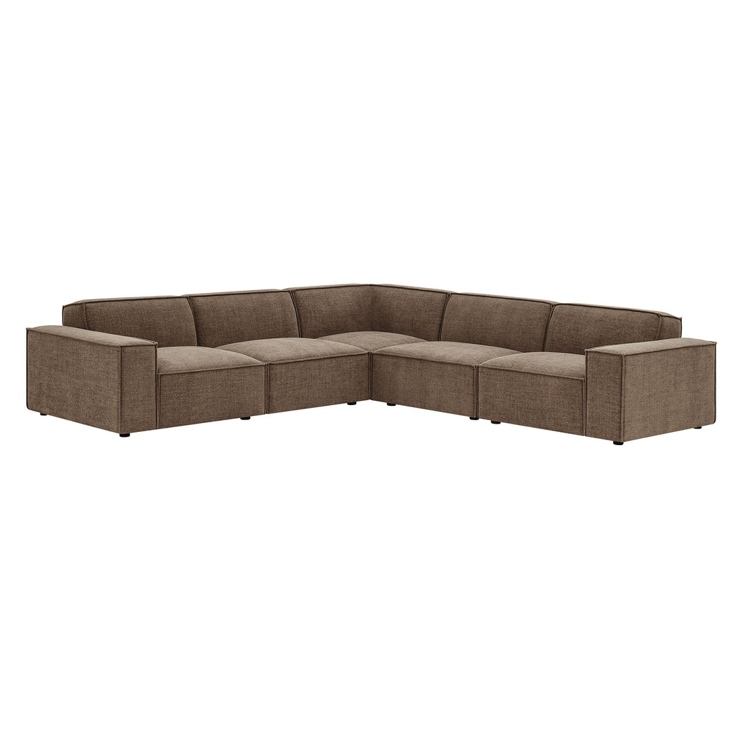 Restore 5-Piece Performance Fabric Upholstered Modular L-Shaped Sofa in Mocha
