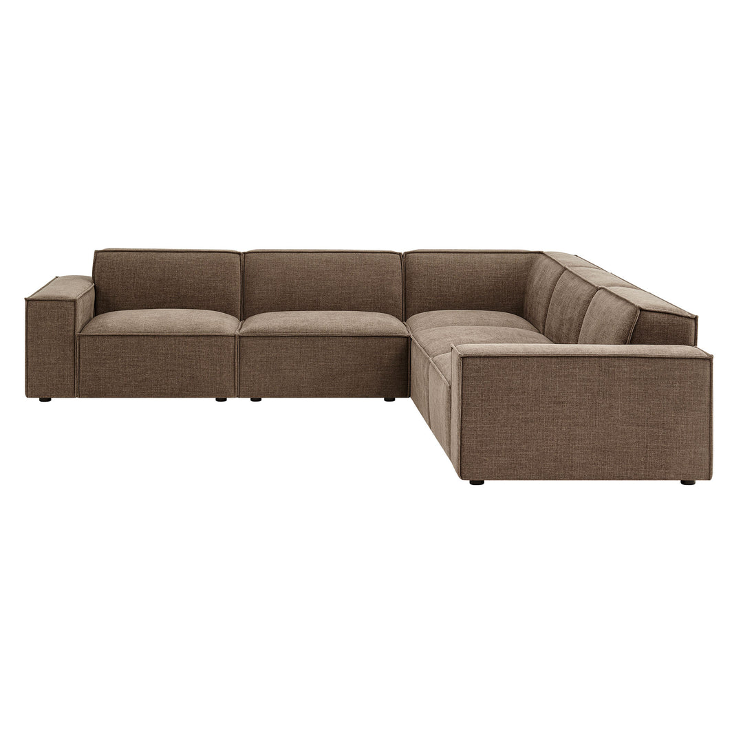 Restore 5-Piece Performance Fabric Upholstered Modular L-Shaped Sofa in Mocha