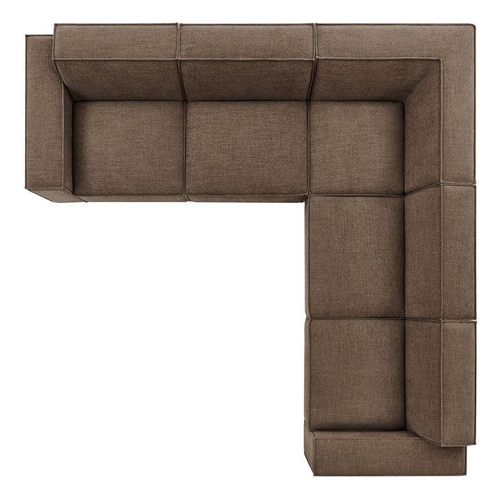 Restore 5-Piece Performance Fabric Upholstered Modular L-Shaped Sofa in Mocha
