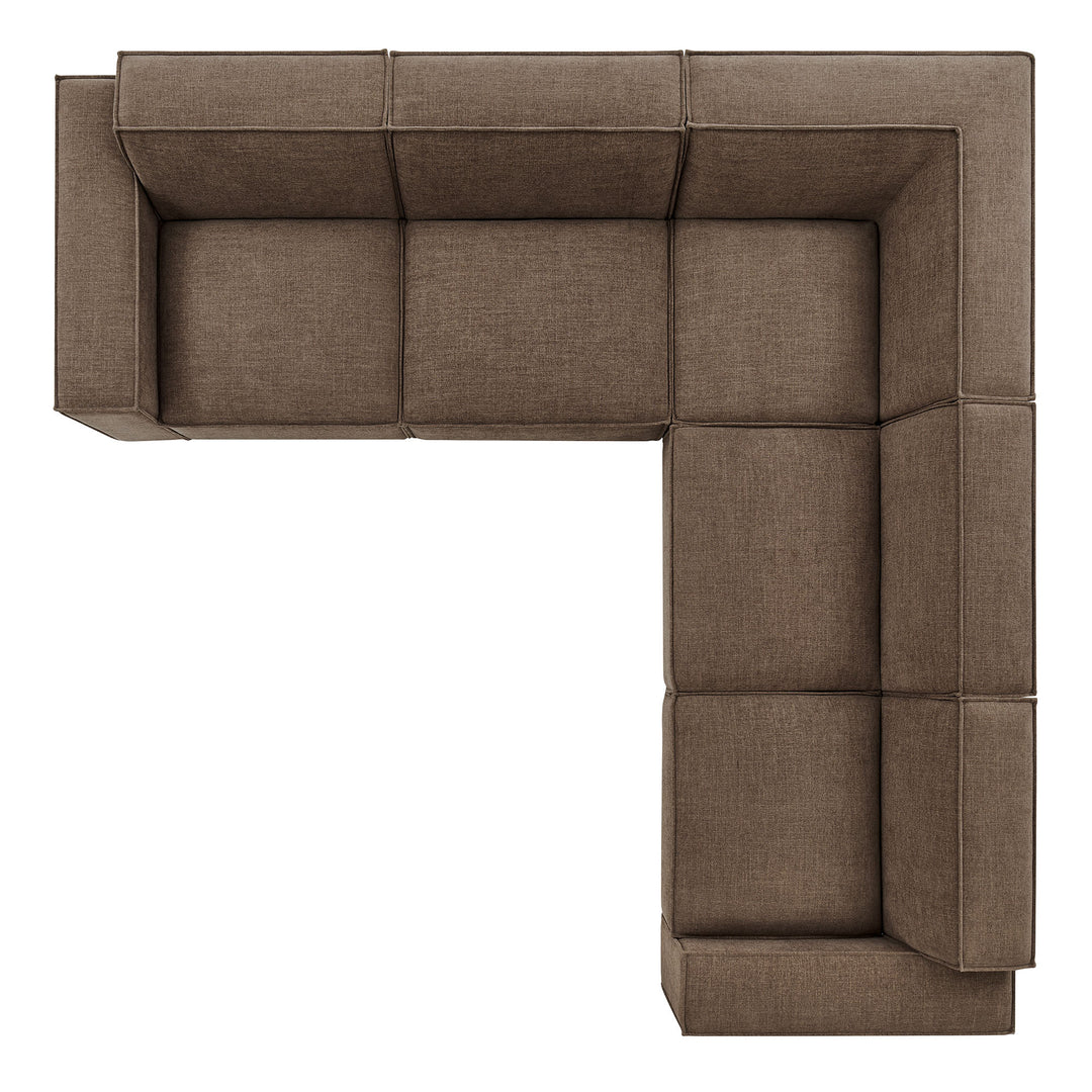 Restore 5-Piece Performance Fabric Upholstered Modular L-Shaped Sofa in Mocha