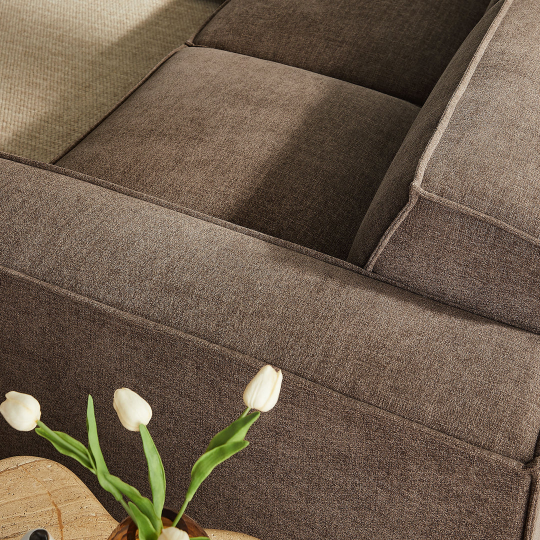 Restore 5-Piece Performance Fabric Upholstered Modular L-Shaped Sofa in Mocha