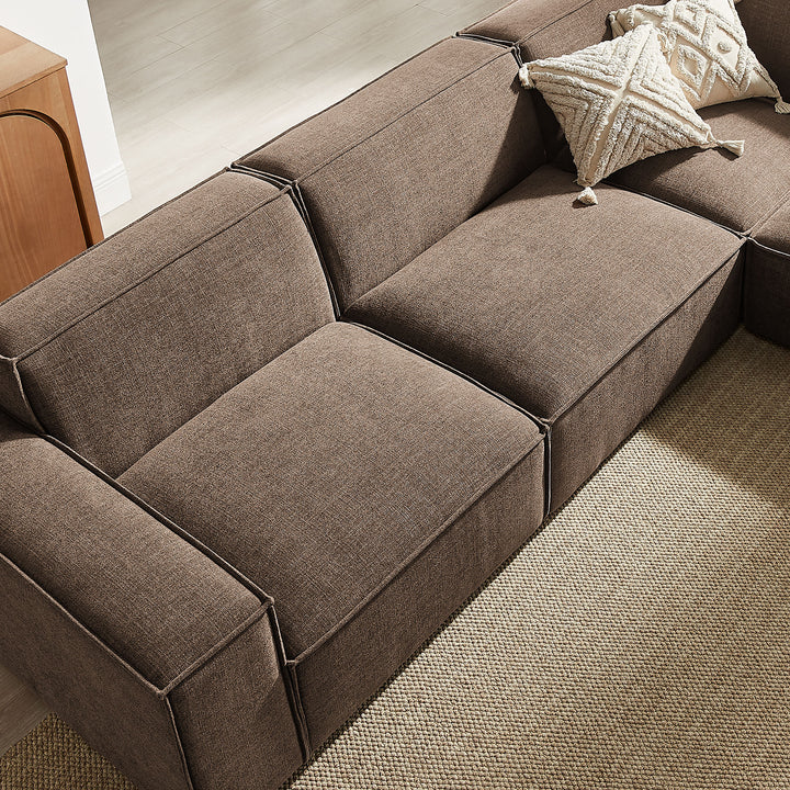 Restore 5-Piece Performance Fabric Upholstered Modular L-Shaped Sofa in Mocha