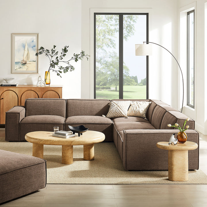Restore 5-Piece Performance Fabric Upholstered Modular L-Shaped Sofa in Mocha