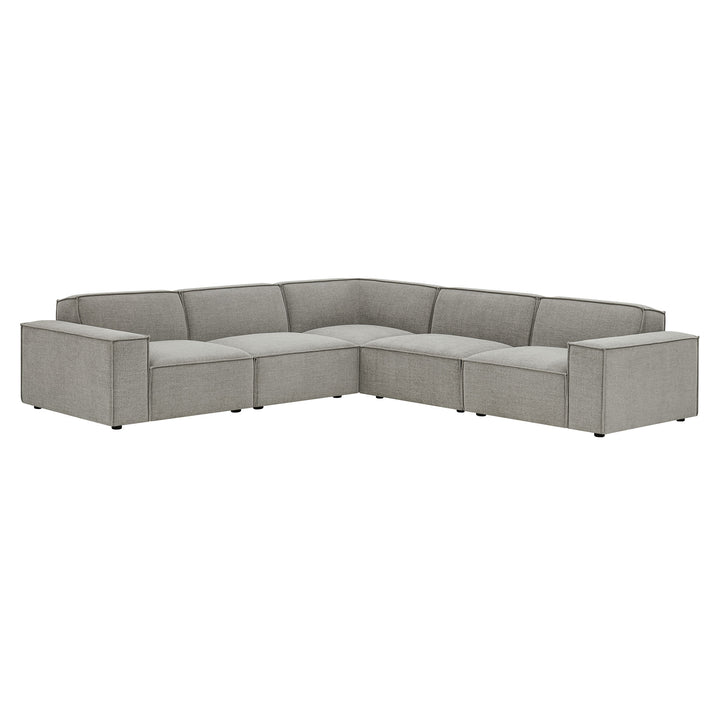 Restore 5-Piece Performance Fabric Upholstered Modular L-Shaped Sofa in Pewter