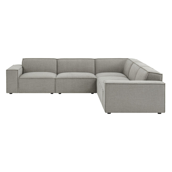Restore 5-Piece Performance Fabric Upholstered Modular L-Shaped Sofa in Pewter