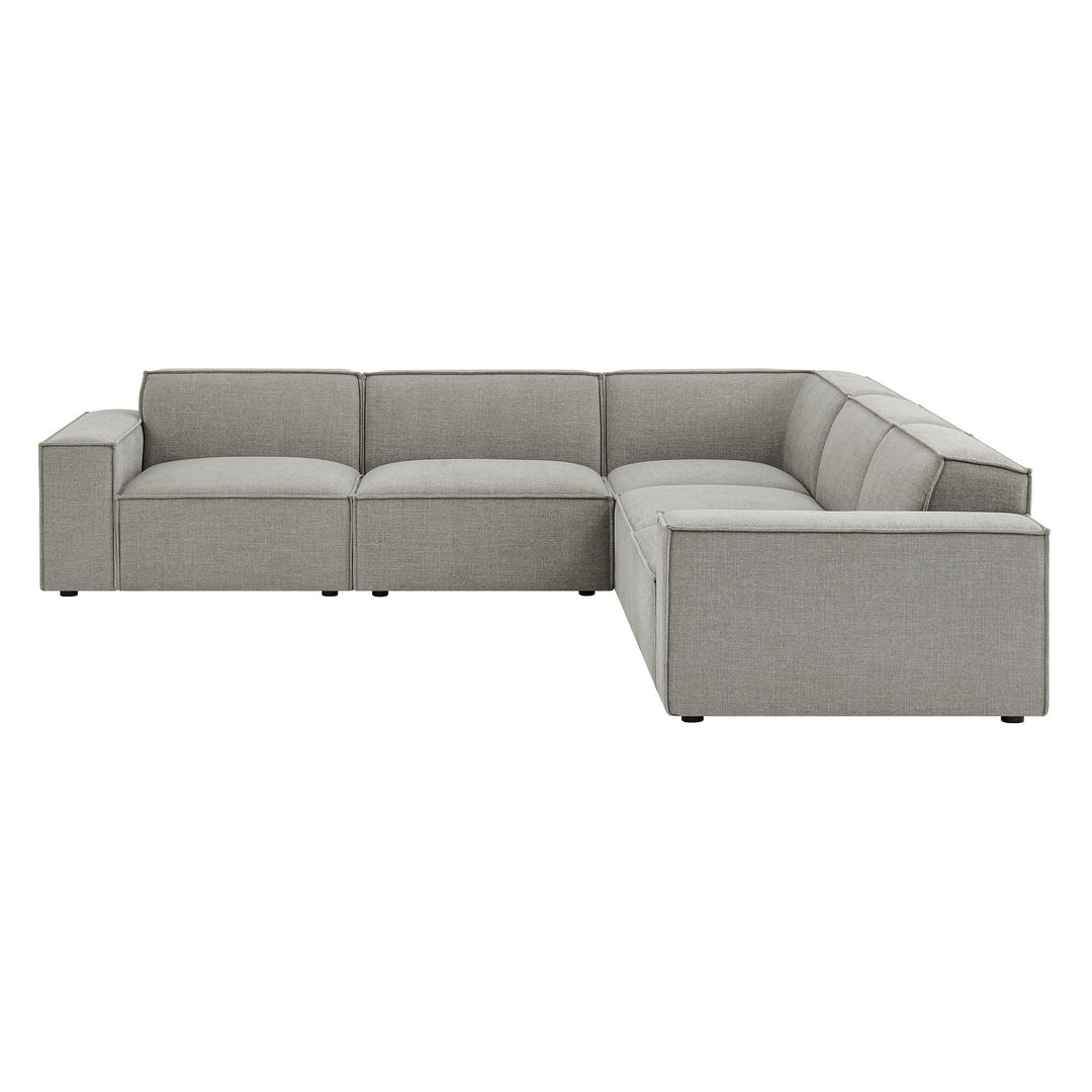 Restore 5-Piece Performance Fabric Upholstered Modular L-Shaped Sofa in Pewter