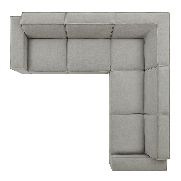 Restore 5-Piece Performance Fabric Upholstered Modular L-Shaped Sofa in Pewter