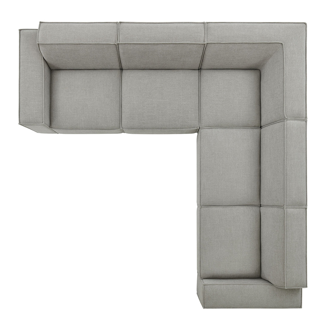 Restore 5-Piece Performance Fabric Upholstered Modular L-Shaped Sofa in Pewter