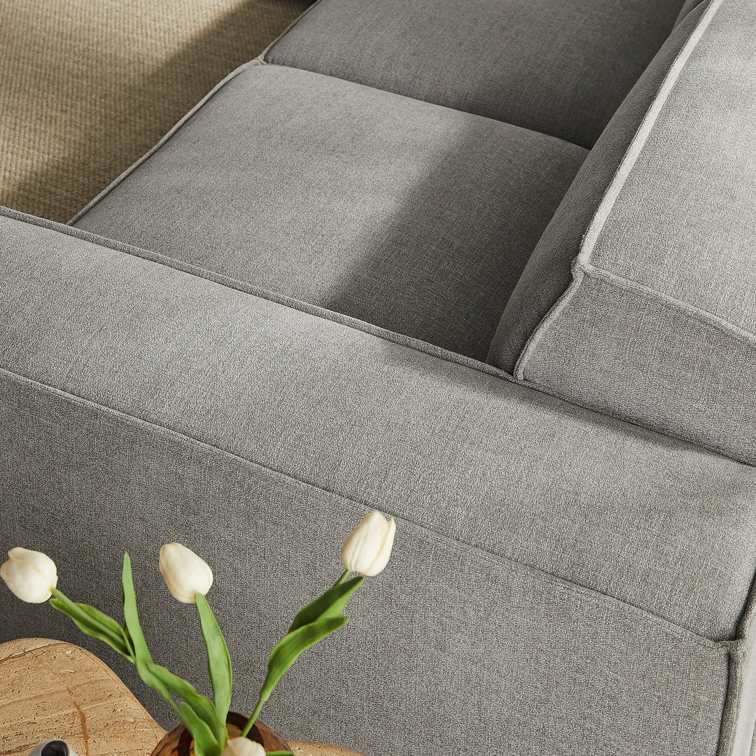 Restore 5-Piece Performance Fabric Upholstered Modular L-Shaped Sofa in Pewter