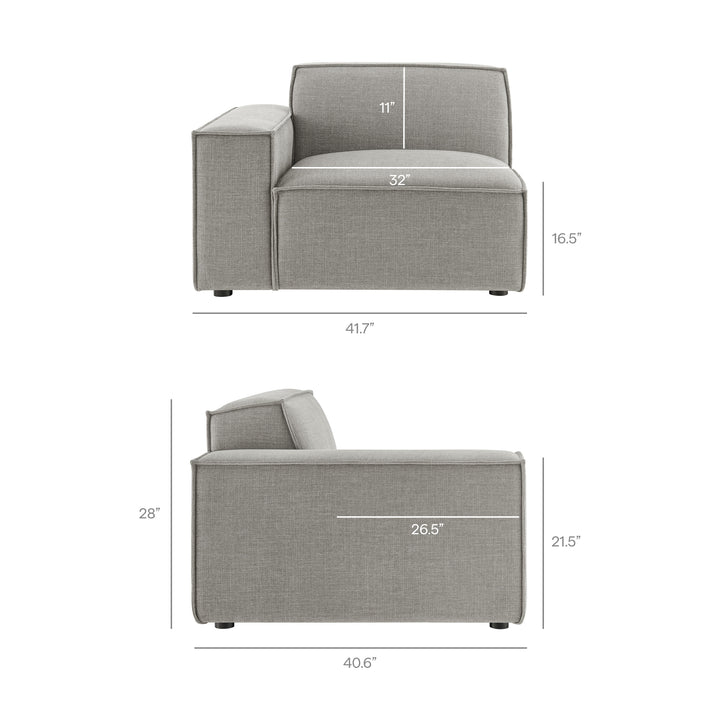 Restore 5-Piece Performance Fabric Upholstered Modular L-Shaped Sofa in Pewter