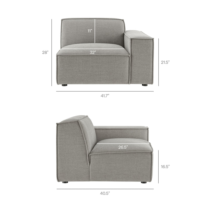 Restore 5-Piece Performance Fabric Upholstered Modular L-Shaped Sofa in Pewter