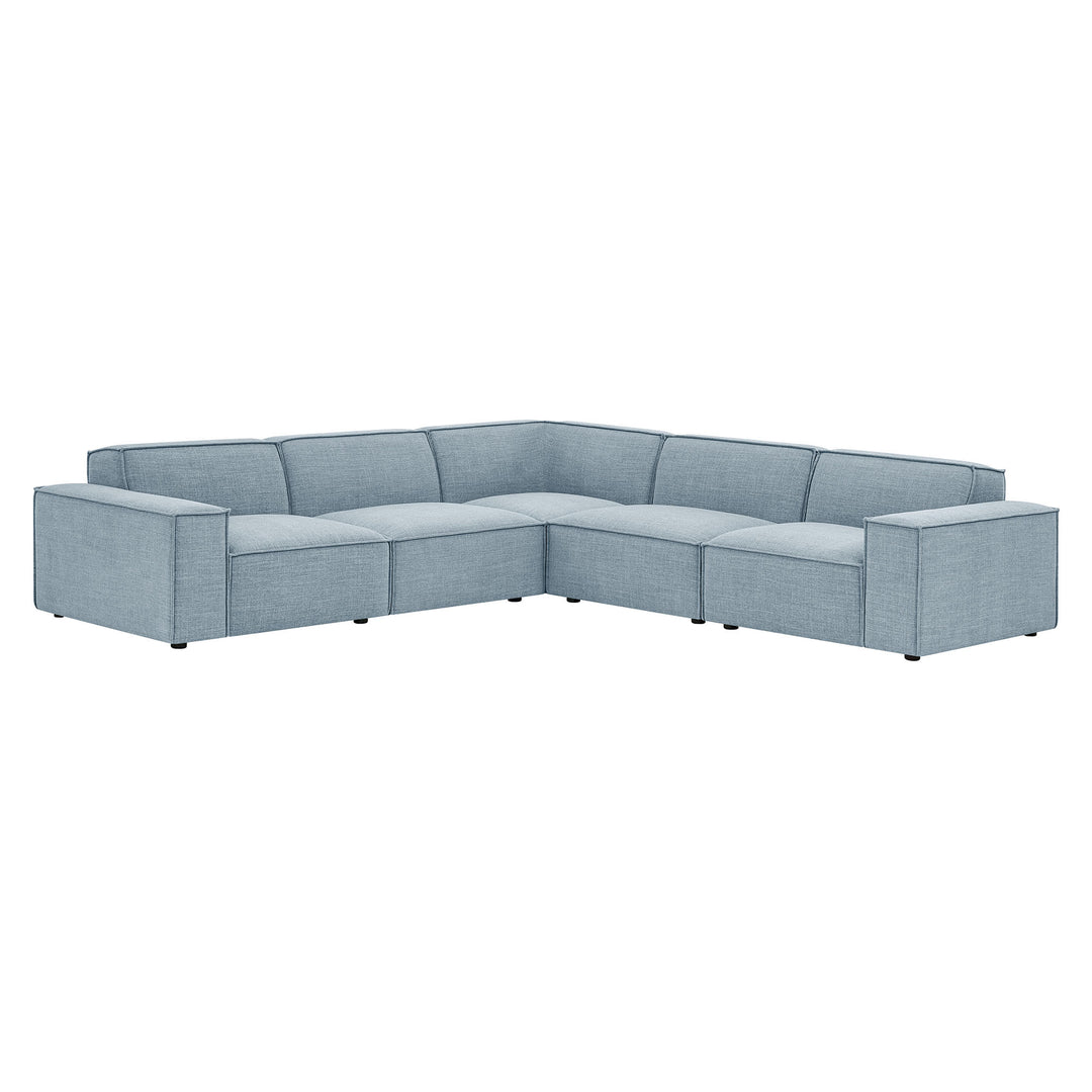Restore 5-Piece Performance Fabric Upholstered Modular L-Shaped Sofa in Sky
