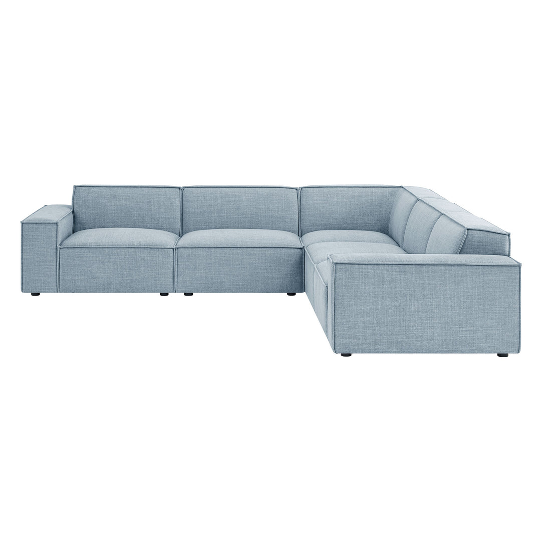 Restore 5-Piece Performance Fabric Upholstered Modular L-Shaped Sofa in Sky