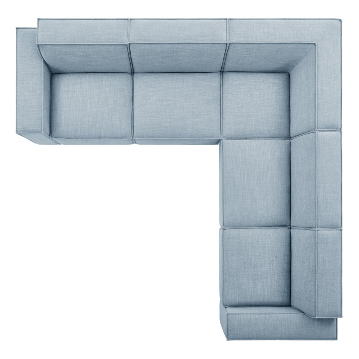 Restore 5-Piece Performance Fabric Upholstered Modular L-Shaped Sofa in Sky