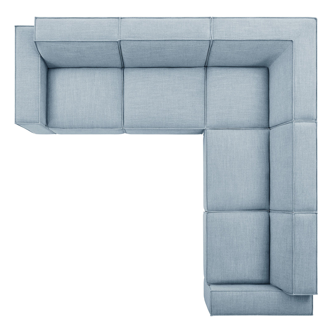 Restore 5-Piece Performance Fabric Upholstered Modular L-Shaped Sofa in Sky