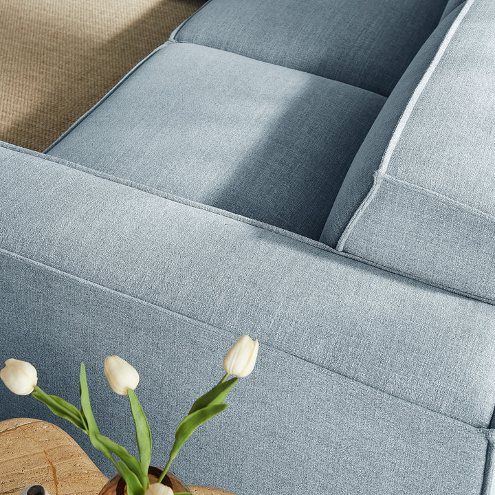 Restore 5-Piece Performance Fabric Upholstered Modular L-Shaped Sofa in Sky