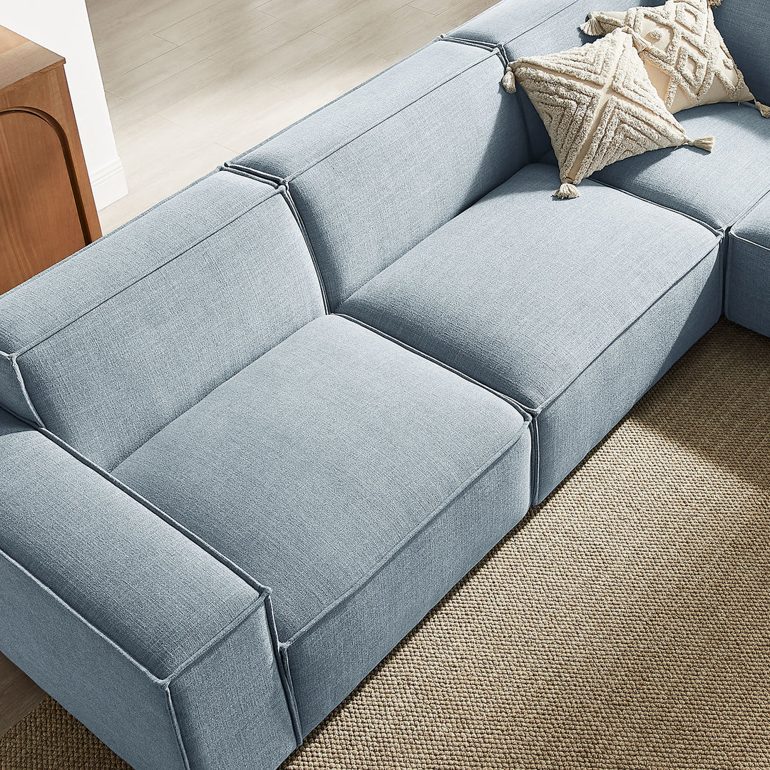 Restore 5-Piece Performance Fabric Upholstered Modular L-Shaped Sofa in Sky