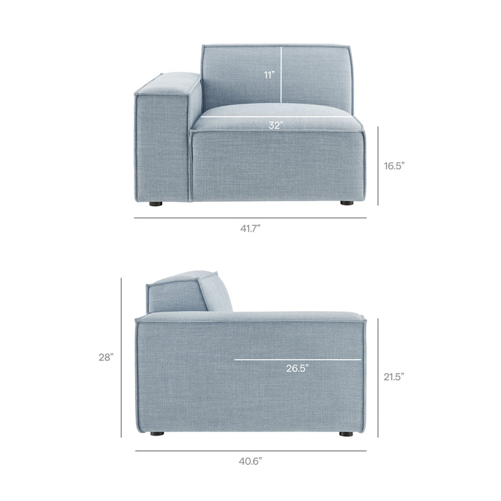 Restore 5-Piece Performance Fabric Upholstered Modular L-Shaped Sofa in Sky