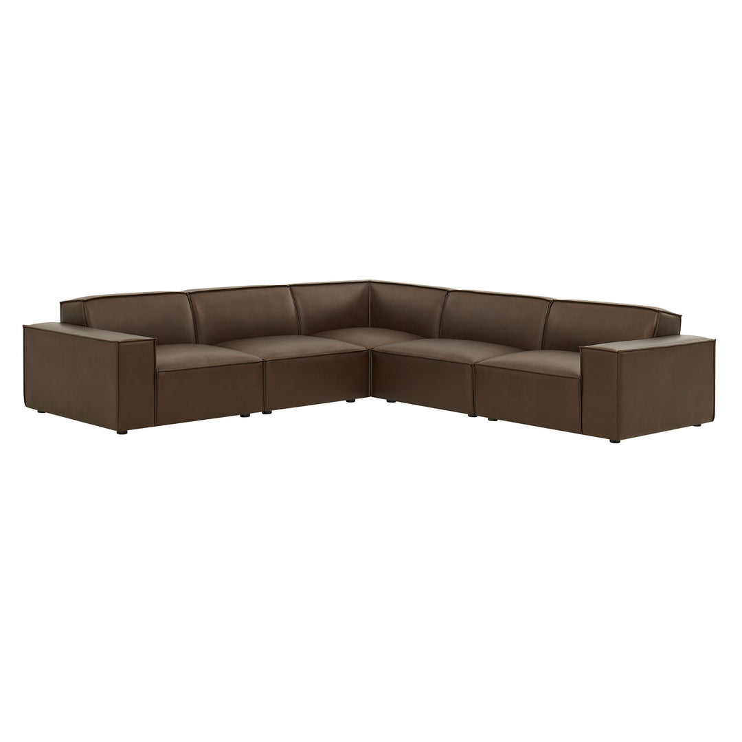 Restore 5-Piece Vegan Leather Modular L-Shaped Sofa in Espresso