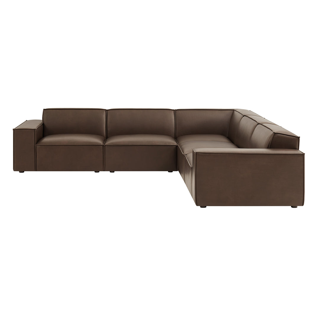 Restore 5-Piece Vegan Leather Modular L-Shaped Sofa in Espresso