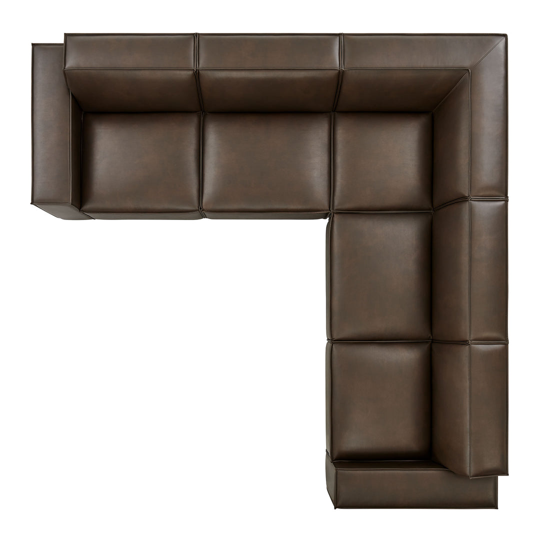 Restore 5-Piece Vegan Leather Modular L-Shaped Sofa in Espresso