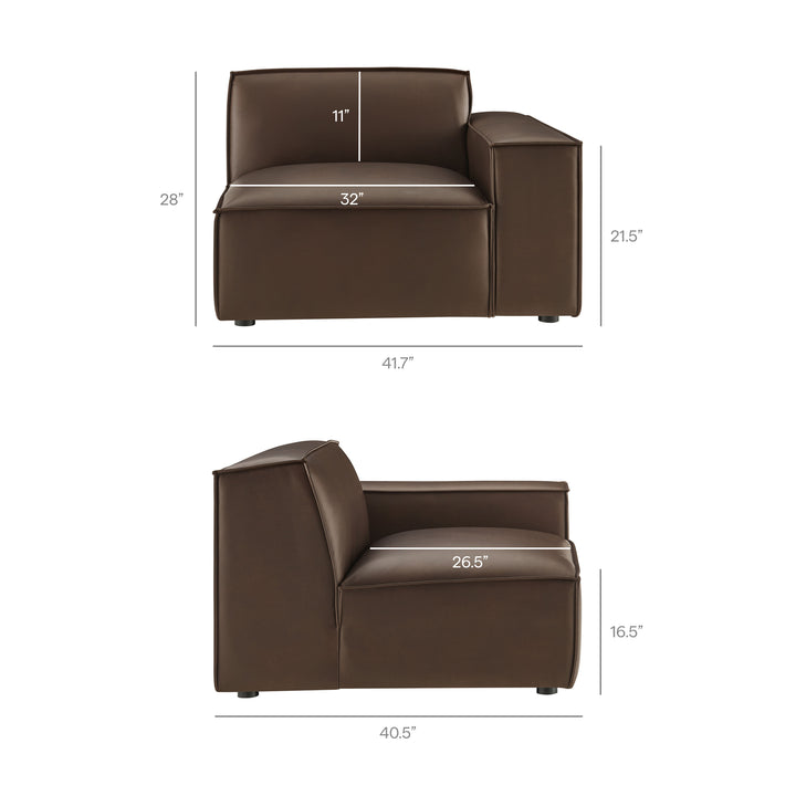 Restore 5-Piece Vegan Leather Modular L-Shaped Sofa in Espresso