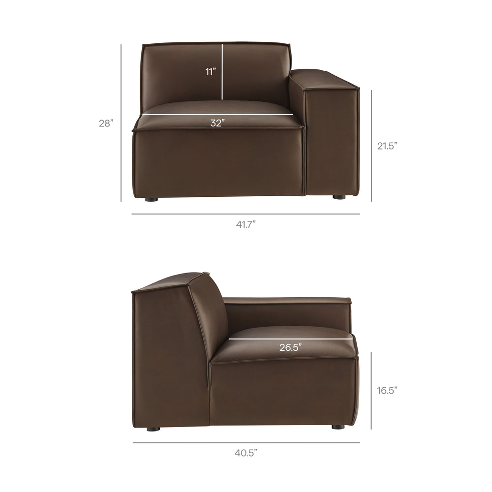 Restore 5-Piece Vegan Leather Modular L-Shaped Sofa in Espresso