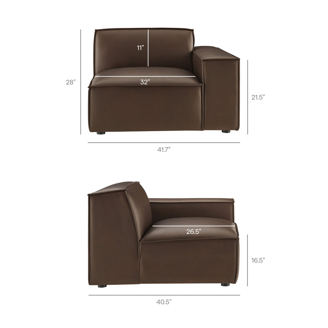 Restore 5-Piece Vegan Leather Modular L-Shaped Sofa in Espresso