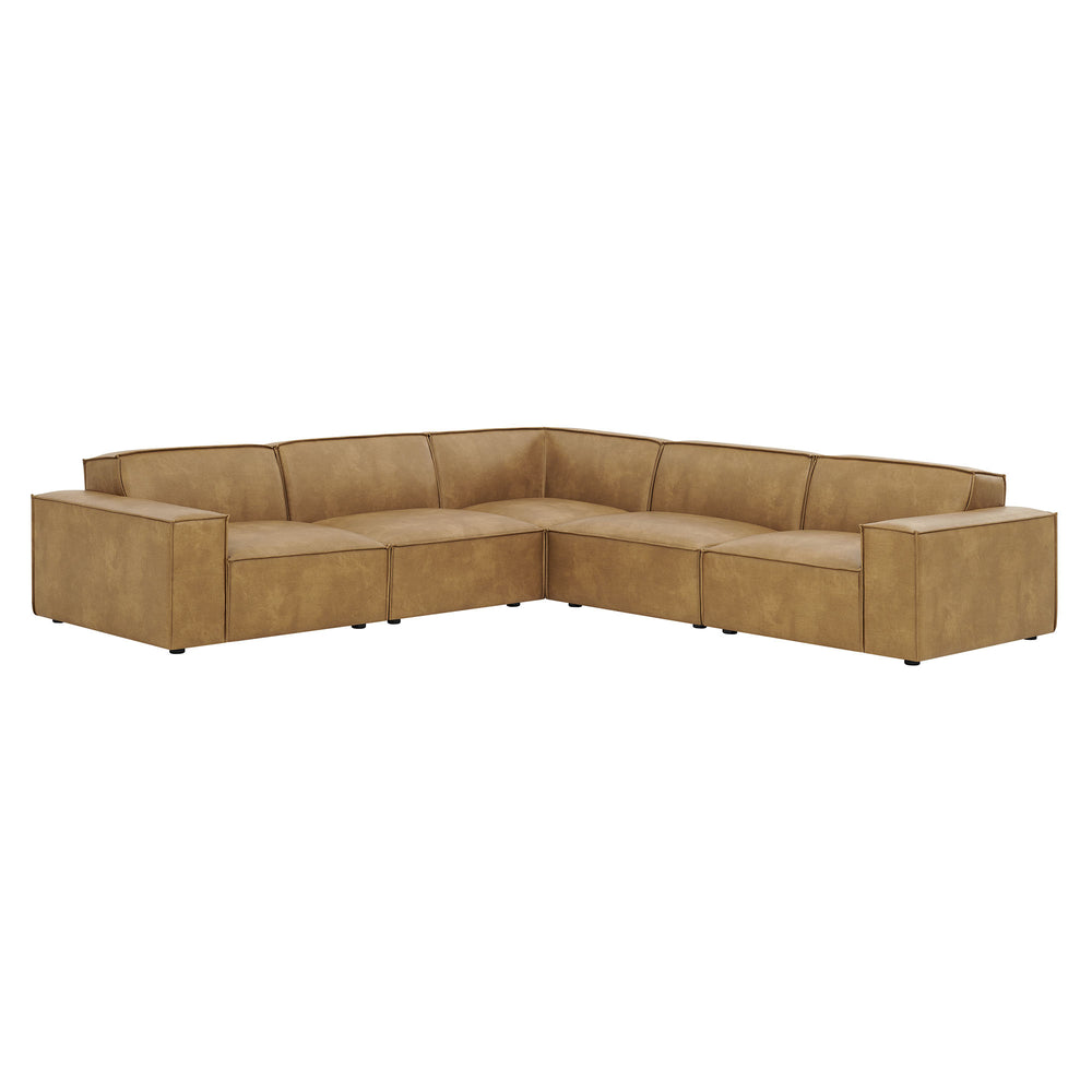 Restore 5-Piece Vegan Leather Modular L-Shaped Sofa in Toast