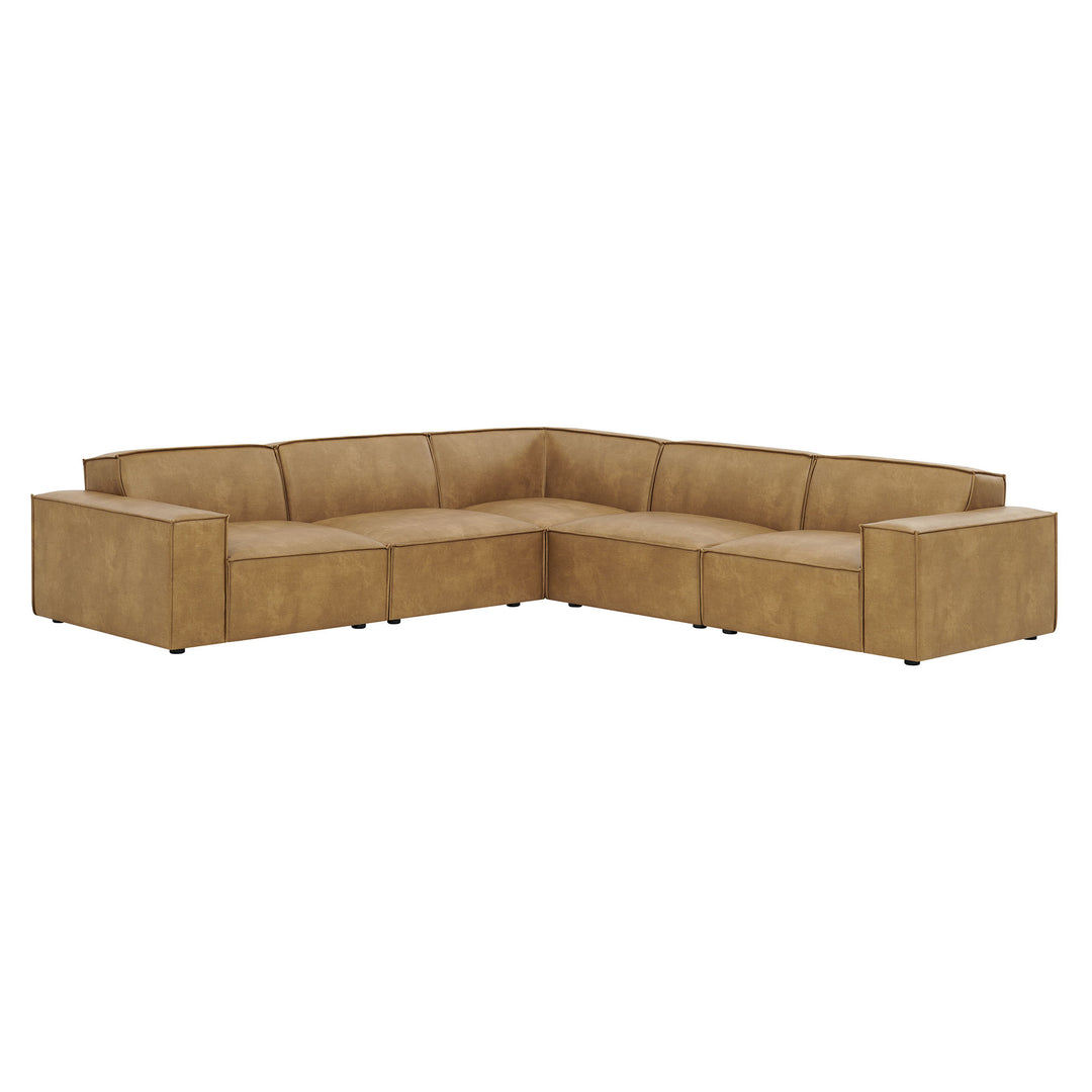 Restore 5-Piece Vegan Leather Modular L-Shaped Sofa in Toast