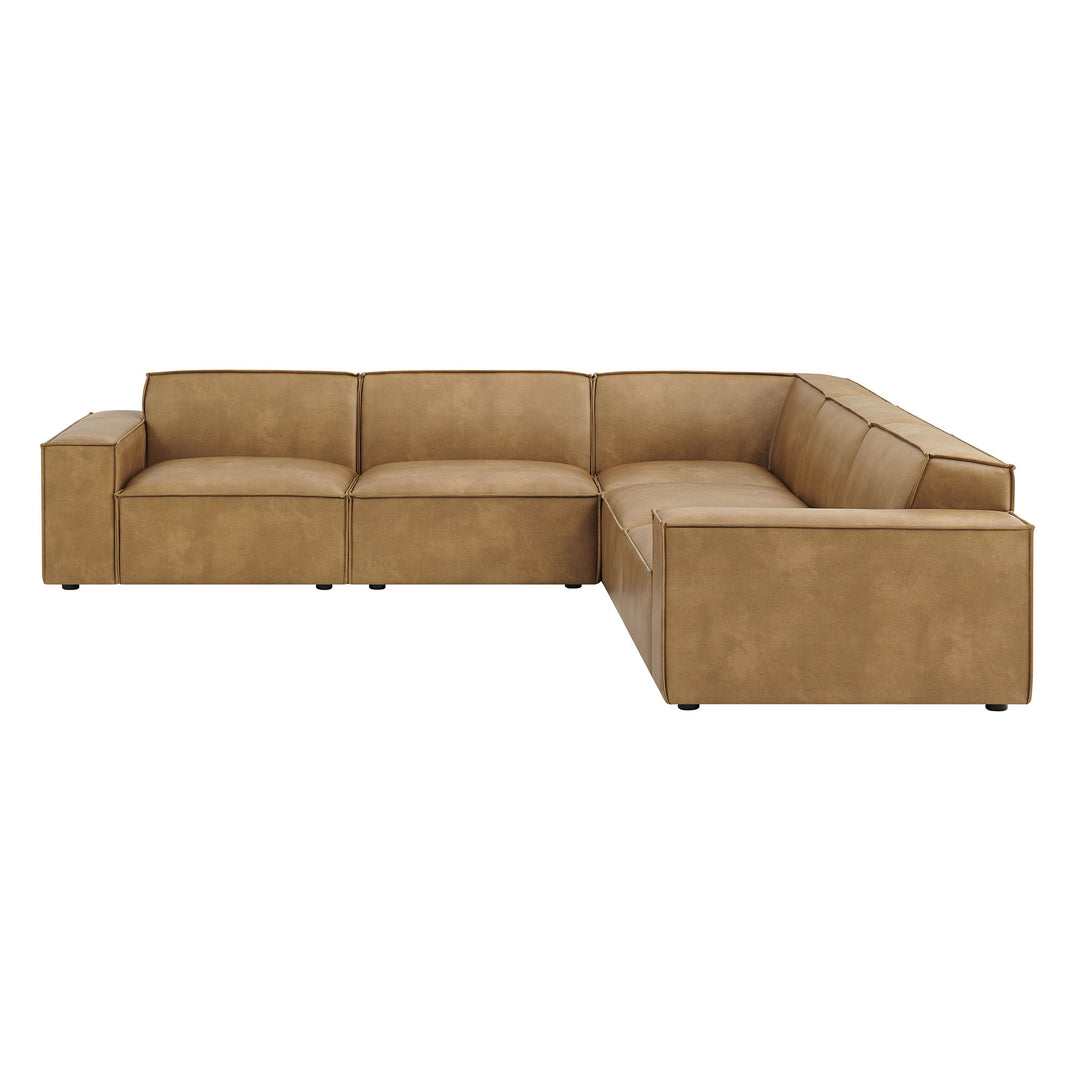 Restore 5-Piece Vegan Leather Modular L-Shaped Sofa in Toast