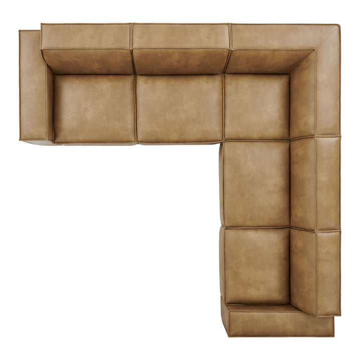 Restore 5-Piece Vegan Leather Modular L-Shaped Sofa in Toast