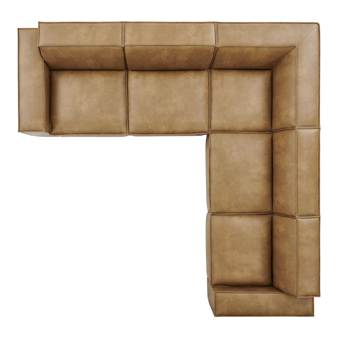 Restore 5-Piece Vegan Leather Modular L-Shaped Sofa in Toast