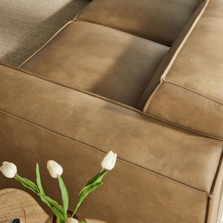 Restore 5-Piece Vegan Leather Modular L-Shaped Sofa in Toast