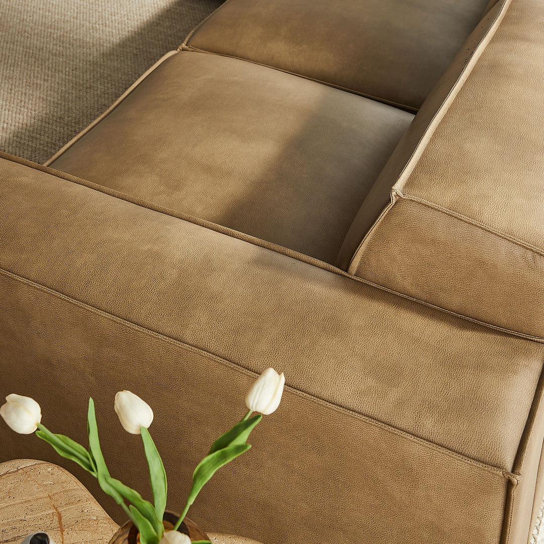 Restore 5-Piece Vegan Leather Modular L-Shaped Sofa in Toast