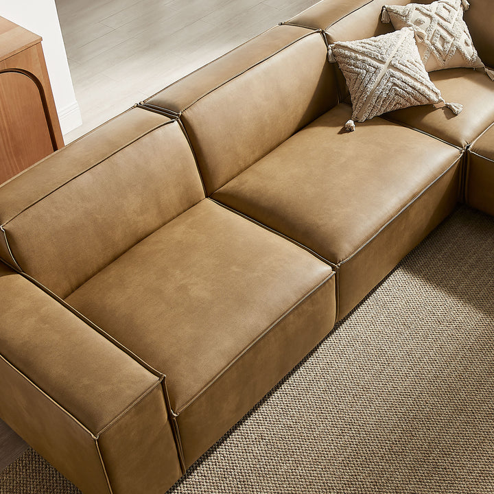 Restore 5-Piece Vegan Leather Modular L-Shaped Sofa in Toast