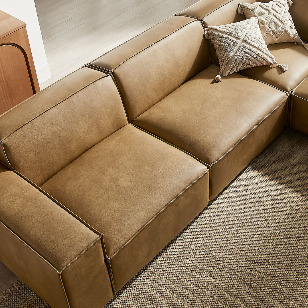 Restore 5-Piece Vegan Leather Modular L-Shaped Sofa in Toast