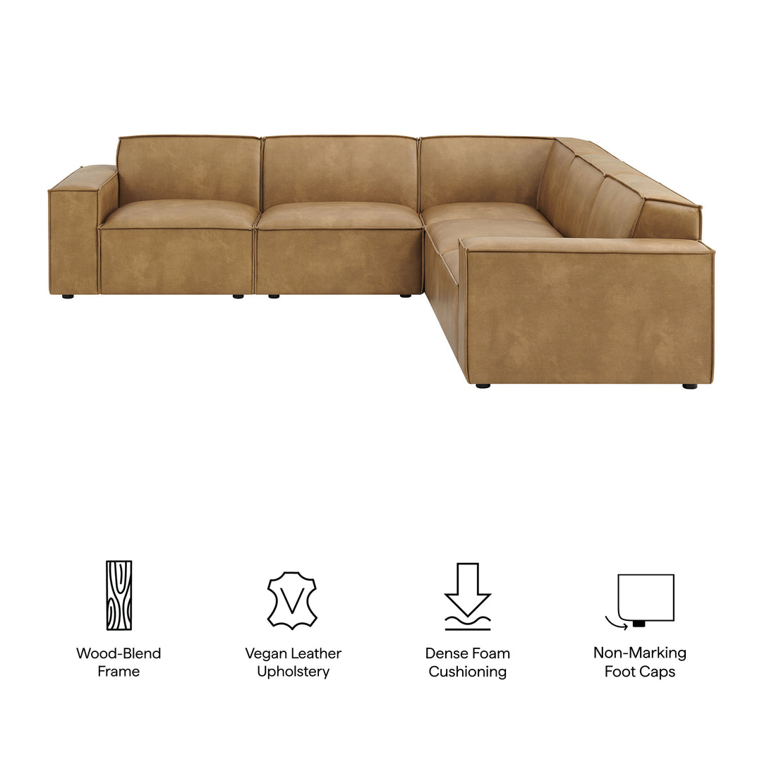 Restore 5-Piece Vegan Leather Modular L-Shaped Sofa in Toast
