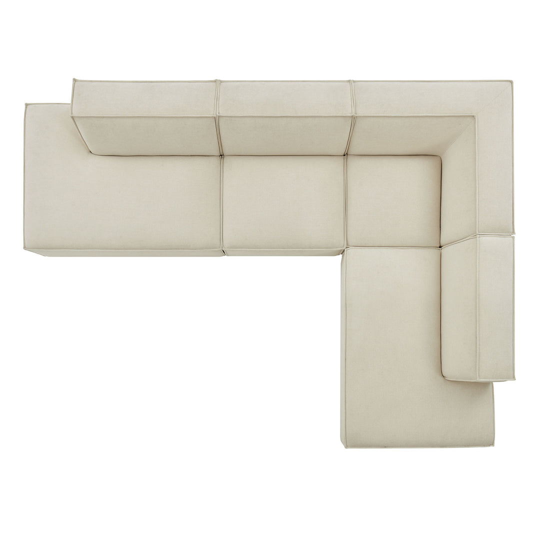 Restore 4-Piece Performance Fabric Upholstered Modular L-Shaped Armless Sectional Sofa in Ecru