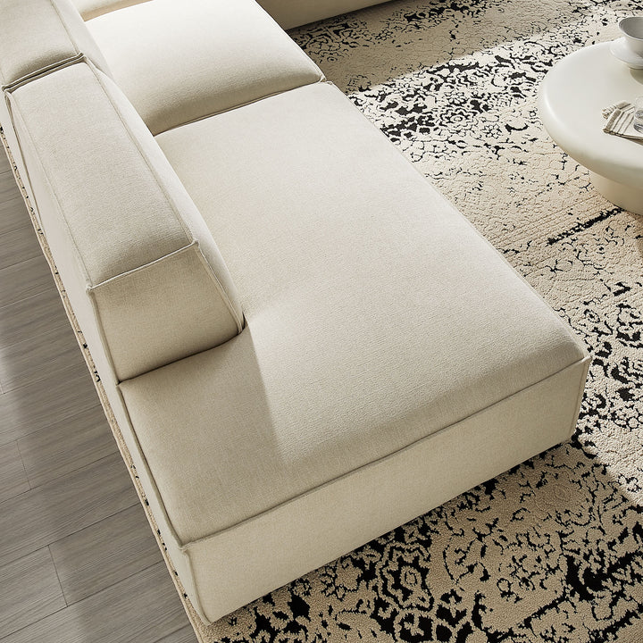 Restore 4-Piece Performance Fabric Upholstered Modular L-Shaped Armless Sectional Sofa in Ecru