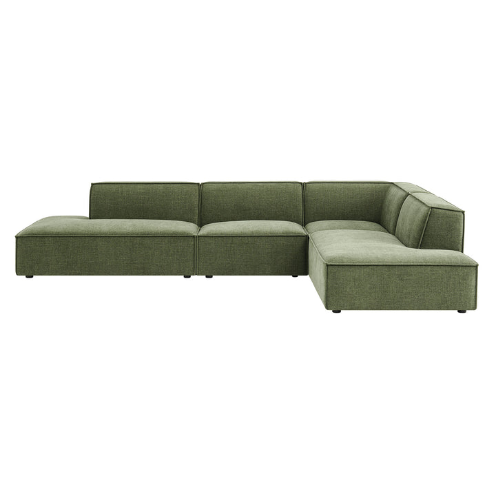 Restore 4-Piece Performance Fabric Upholstered Modular L-Shaped Armless Sectional Sofa in Foliage