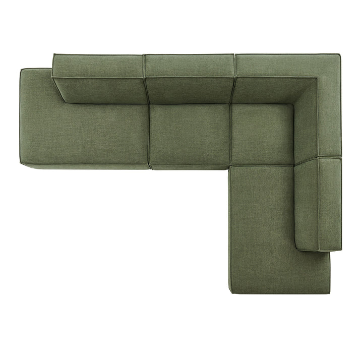 Restore 4-Piece Performance Fabric Upholstered Modular L-Shaped Armless Sectional Sofa in Foliage