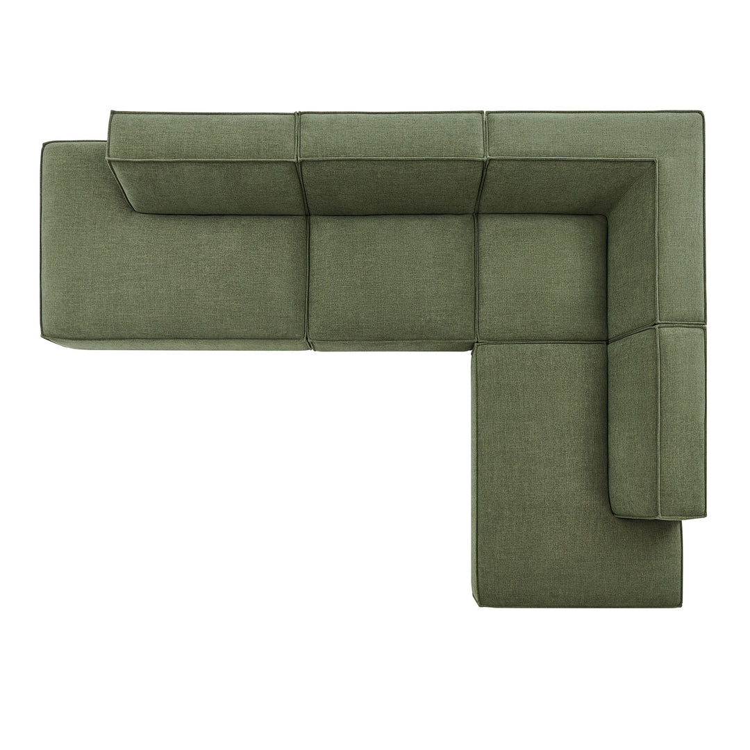 Restore 4-Piece Performance Fabric Upholstered Modular L-Shaped Armless Sectional Sofa in Foliage