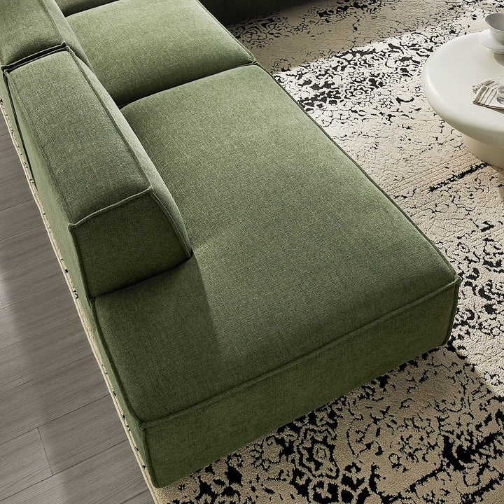 Restore 4-Piece Performance Fabric Upholstered Modular L-Shaped Armless Sectional Sofa in Foliage