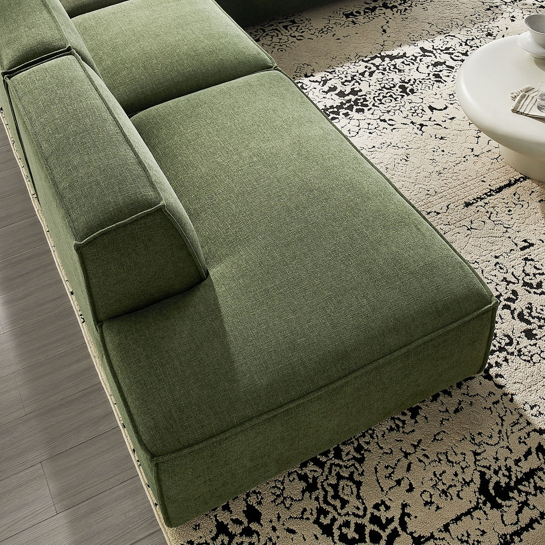 Restore 4-Piece Performance Fabric Upholstered Modular L-Shaped Armless Sectional Sofa in Foliage